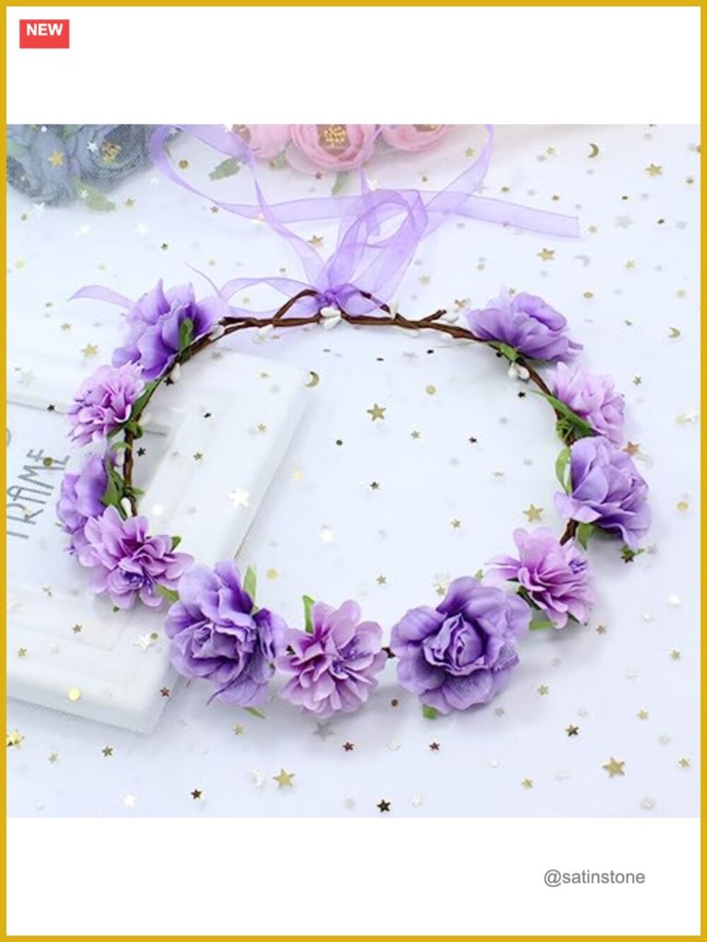 Adjustable Floral Headband Silk Flower Crown Bohemian Wreath Wedding